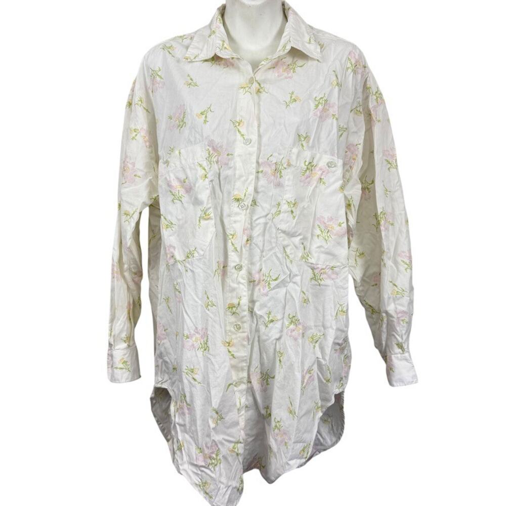 Victorias Secret Gold Label Vintage Button Up Sleep Shirt Long Sleeve Cotton S